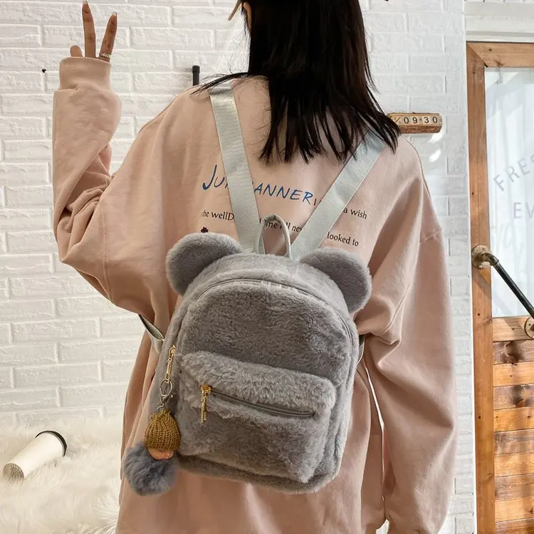 mochila de ombro em forma de urso bonito das mulheres das mochilas de compras do curso das crianças portáteis nome personalizado do urso