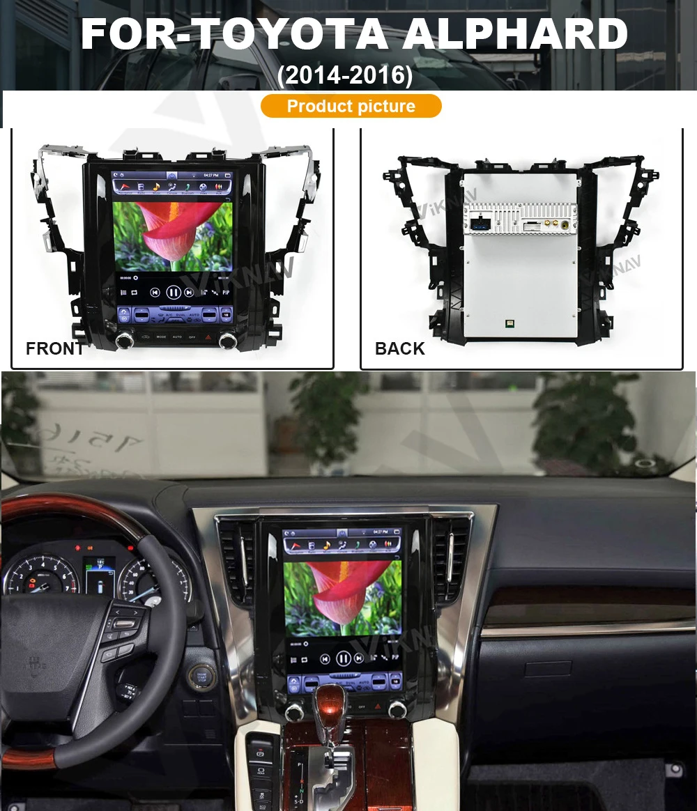 

Android vertical screen Car GPS Navigator For-Toyota Alphard 2014-2016 Multimedia DVD Player