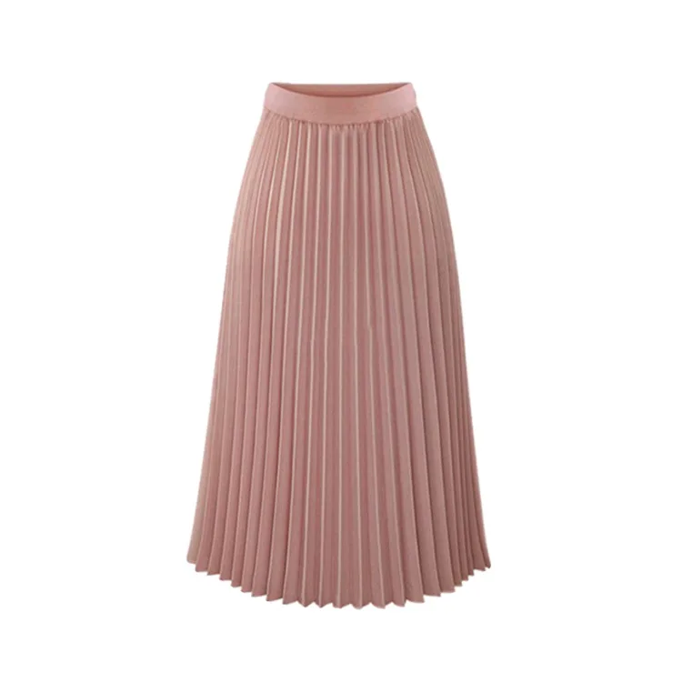 High Waist Pleated skirts womens 2019 Plus Size Spring Atumn Elegant Chiffon Skirt Femme Black White Ladies Midi Skirt Saia