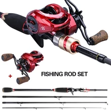 Sougayilang, 4 секции, 1,8 м, 2,1 м, удилище комбинированное, портативное удилище из углеродного волокна и 9+ 1BB, высокоскоростная передача, Передаточное отношение, катушка для приманки, набор