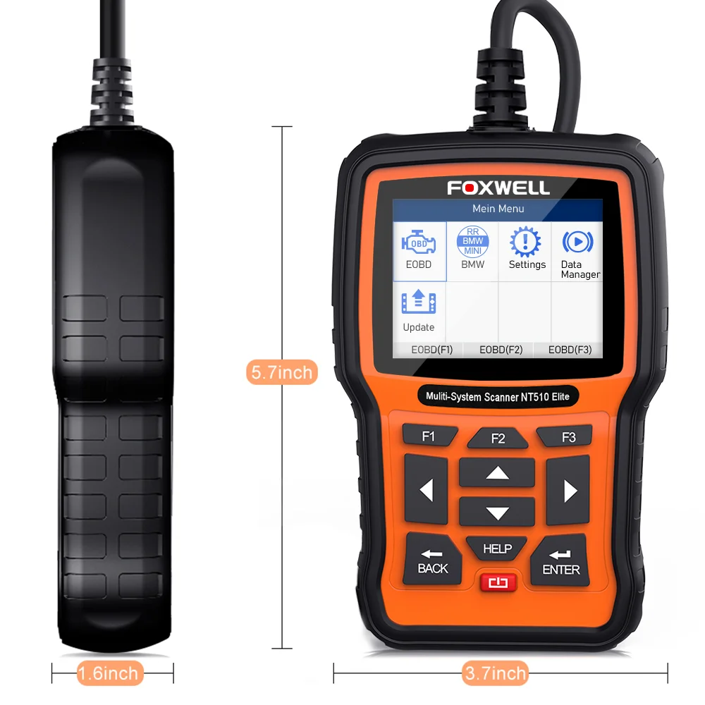 FOXWELL NT510 Elite полная система OBD2 сканер ABS SAS на подушке безопасности DPF BMS EPB сброс масла OBD 2 код ридер авто автомобильный диагностический инструмент