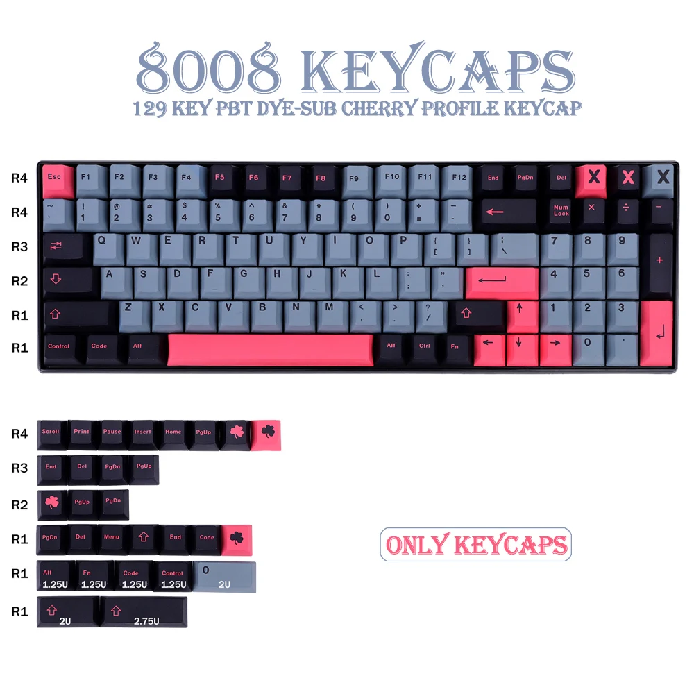 Колпачки для ключей PBT 129 клавиши Cherry Profile DYE-SUB GMK 8008 персонализированные колпачки
