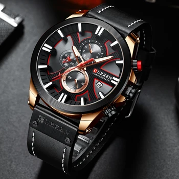 

Mens Watches Luxury Chronograph Sport Quartz Wristwatch Fashion Leather Strap Watch Male Clocks Date Reloj Hombre Luminous Hands