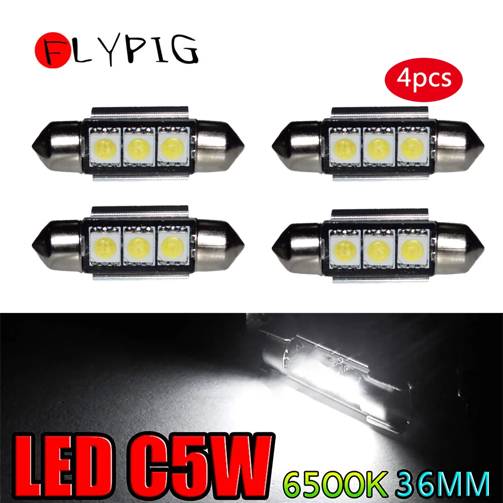 4 шт. Feston 36mm 3W 3-SMD 5050 светодиодный CANBUS светодиодный гирлянда огни DC 12V светомузыка Blanc ампулы доска de Voiture без ошибок D30