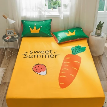 

Fitted Cover 100% Cotton Yellow Color Bed Sheets Printed Elastic Band Cover Full Cover Bed Sheet Cartoon Pattern Covers Yaapeet