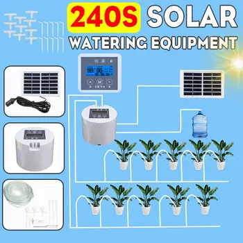 

240 Second LCD Display Solar Automatic Micro Drip Irrigation System Garden Irrigation Spray Self Watering Kit+Adjustable Dripper
