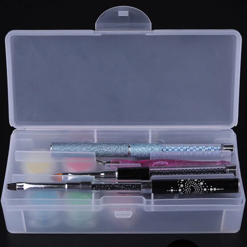 

rectangular double layer nail art storage box transparent nail art rhinestone tools jewelry beads display storage box organizer