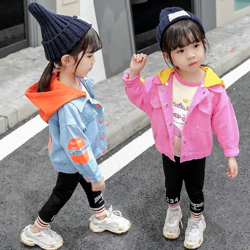 

2019 New Style Korean-style tong jia ke Girls Autumn Clothing Children Children Smiley Hooded Coat Childrenswear Wechat Business
