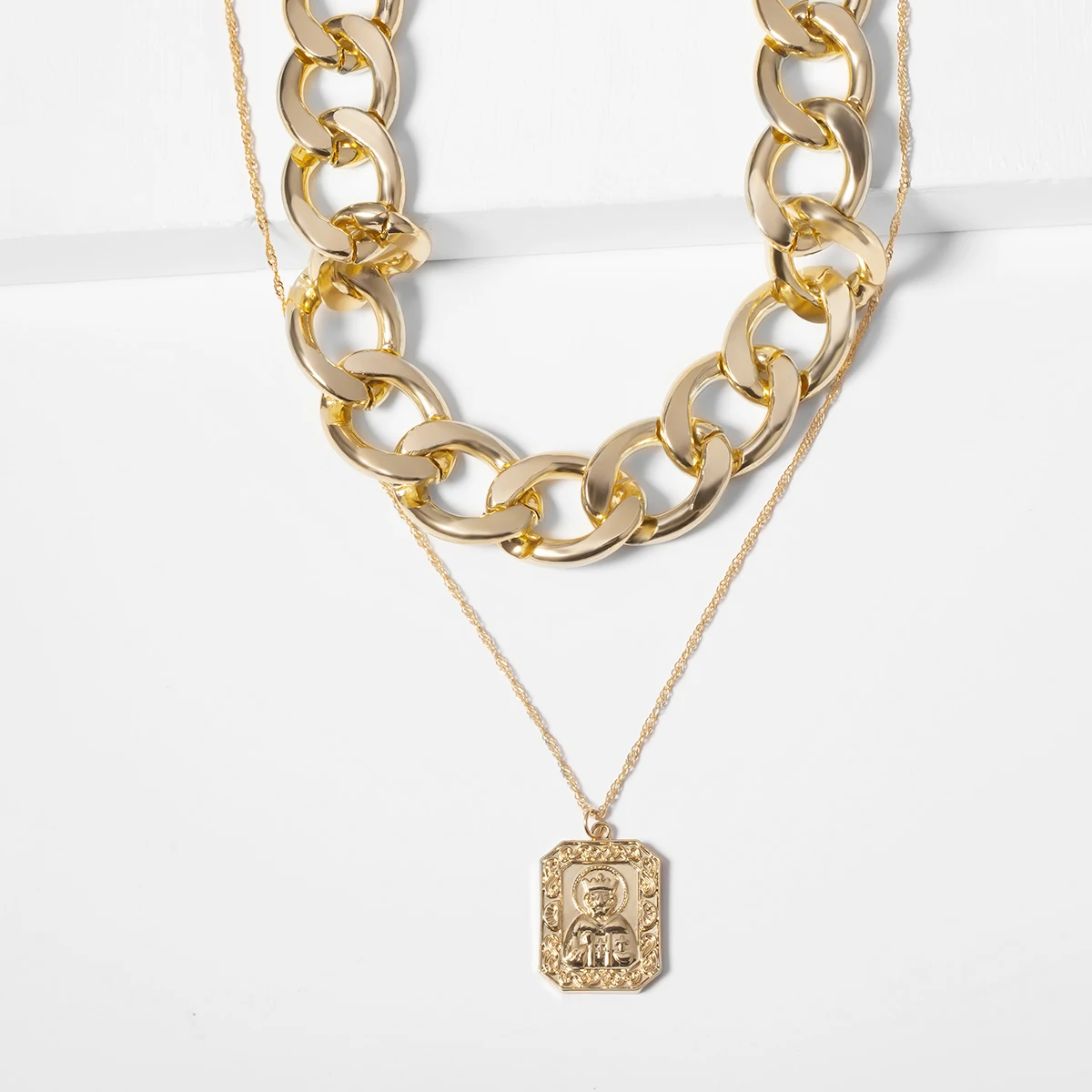 Винтажное египетское ожерелье-чокер с подвеской Нефертити, мужские ювелирные изделия в стиле хип-хоп, древняя королева, монета, тяжелая толстая цепочка с замком, ожерелье для женщин