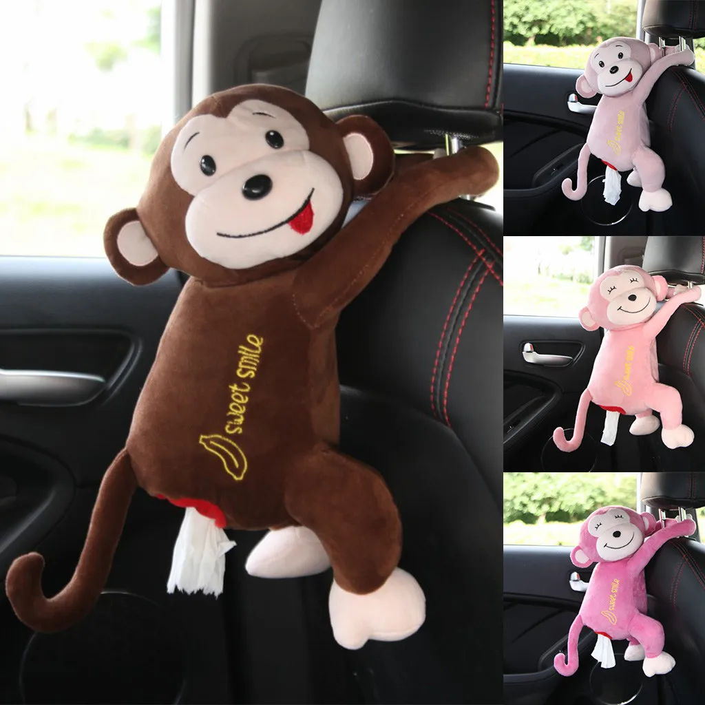 

2019 Creative Tissue Box Pippi Monkey Paper Napkin Case Cute Cartoon Animals Car Paper Boxes Napkin Holder Bag