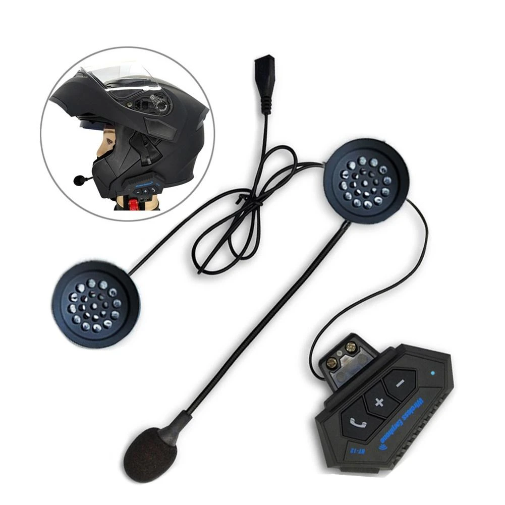 BT12 Motorhelm Headset Bluetooth Intercom Handsfree Microfoon Oortelefoon  Oortelefoon Motorhelm Hoofdtelefoon Luidspreker|Helmet Headsets| -  AliExpress