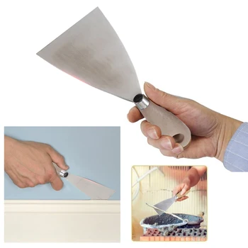 

4pcs/set Construction Tools Putty Shovel Stainless Steel Manual Wooden Handle Scraper Cleaning Thickened Wall Blade Reusable DIY