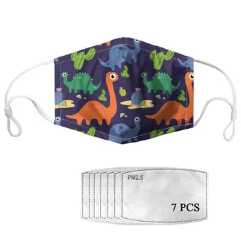 

HYCOOL Mouth Mask Filters for Women Men Kids Cartoon Dinosaur Print Unisex Reusable Dust-proof PM2.5 Respirator Party Face Masks