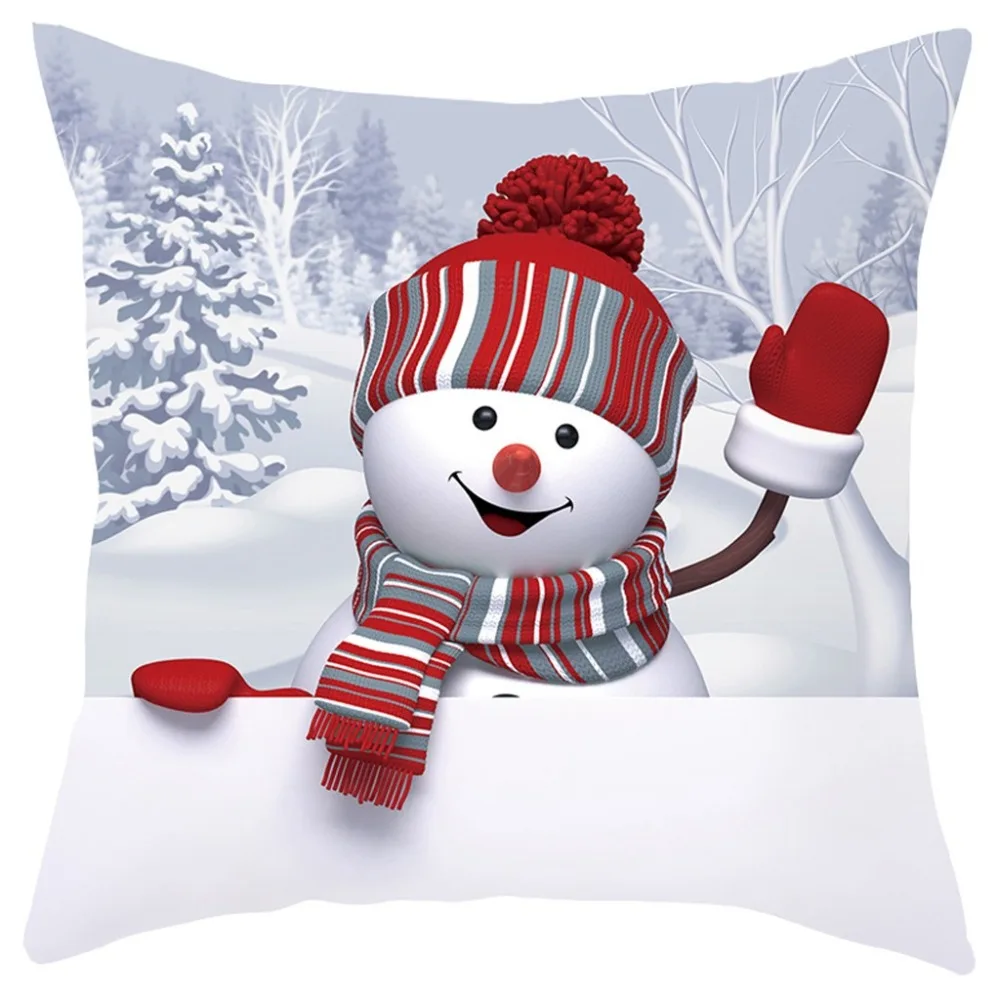  Christmas snowman pillowcase peach skin 3D 45X45cm snowman mulberry silk pillowcase azur lane dakimakura billie elish 30S19 (7)