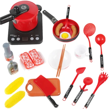 

24pcs/set Mini Food Cosplay ABS Cookware Kitchen Toy Set Kids DIY Simulation Cooking Educational Induction Birthday Pretend Play