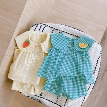 

Kids Girls Summer Blouse Outfits 1-6T Toddler Kids Baby Girl Clothing Set Cotton Peter Pan Shirts+Shorts Pants Clothes 2pcs Suit