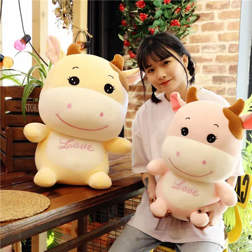 Fancytrader 24'' Lovely Plush Soft Stuffed Giant Animal Milk Cow Toy Big Plush Cow Doll Nice Gift For Kids 60cm 2 Colors (2)
