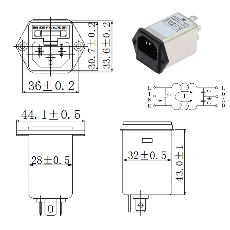 IEC320 C13 C14 anti-interference fused filter socket CW 3A 6A 10A EMI power purifier switch socket game player speaker