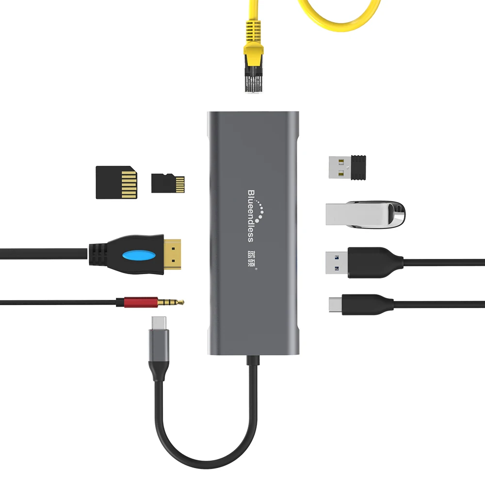 

USB docking station All-in-One USB-C to HDMI Card Reader RJ45 PD Adapter for MacBook Samsung Galaxy S9 /S8 / S8+Type C HUB