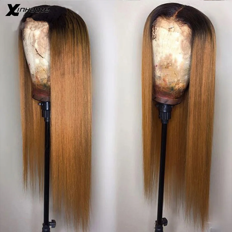 150% 13*6 Омбре медовый блонд кружевные передние парики прямые 1b/27 цветные человеческие волосы парики бразильские Remy кружевные передние человеческие волосы парики