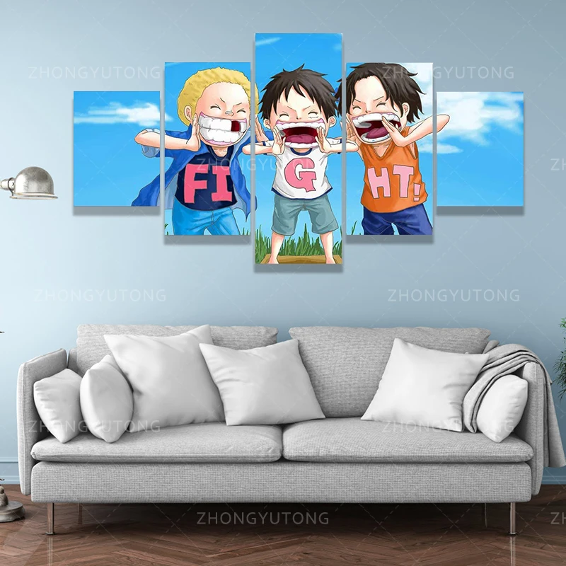 Anime One Piece Luffy Ace Sabo Three Brothers Poster Canvas Painting For Living Room Morden | Дом и сад