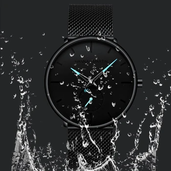 

Waterproof Men Quartz Watch Stainless Steel Independent Second Hand Dial sweat proof Wristwatches best birthday gift