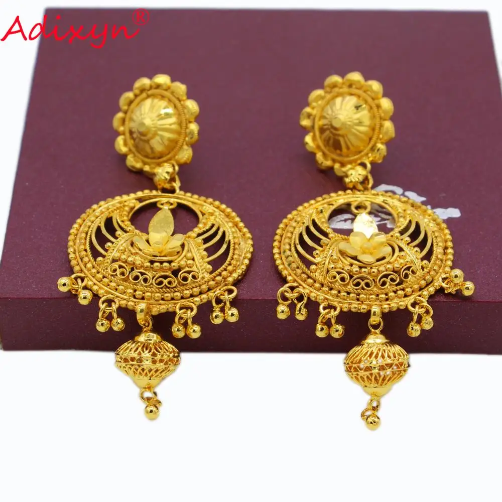 Adixyn New India Ethnic Earrings For Women Gold Color/Copper Manual Jewelry Religious Activities N10279