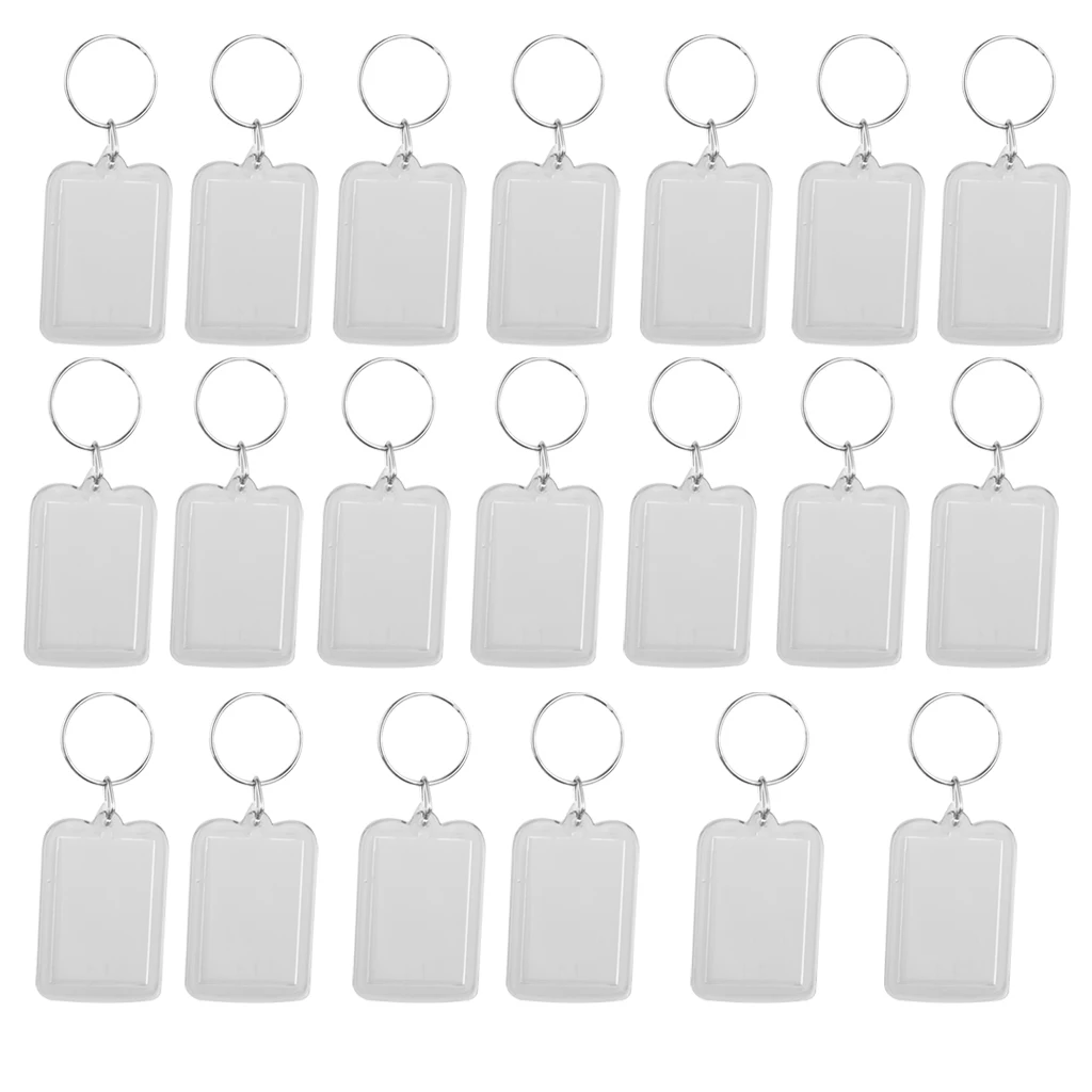 Lot of 20 Acrylic Blank Keyrings Photo Insert Keychain Picture Frame Keyring
