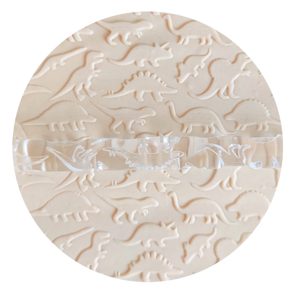 Sugarcraft Tools Pie Crusts Pastry Dough Gum-Paste Sugar Cookies 3D Mini Embossed Rolling Pins With Dinosaur Pattern
