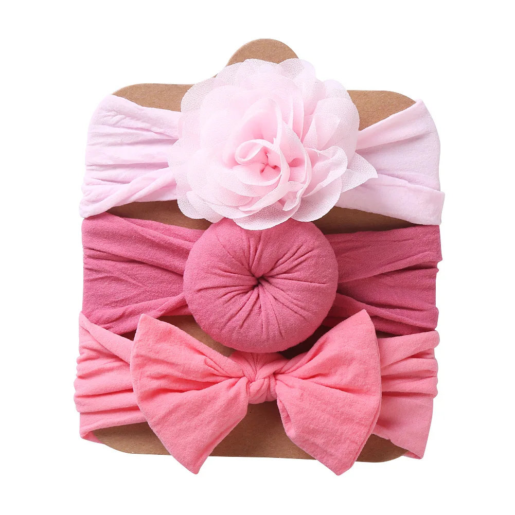 3Pcs/Set Solid Color Twist Baby Headband Set Cute Floral Bowknot Infant Toddler Hair Band Soft Elastic Newborn Girl Boy Headwear pacifier for baby Baby Accessories