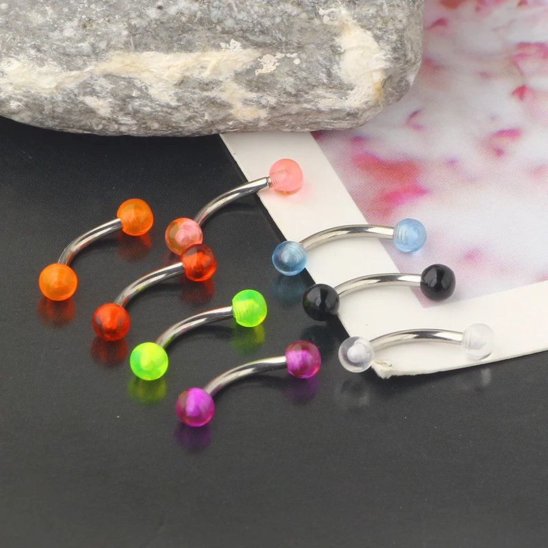 Eyebrow Rings 16g Curved Barbell Eyebrow Piercing Acrylic Stainless Steel Daith Rook Earring Piercing Body Jewlery 8mm Wholesale