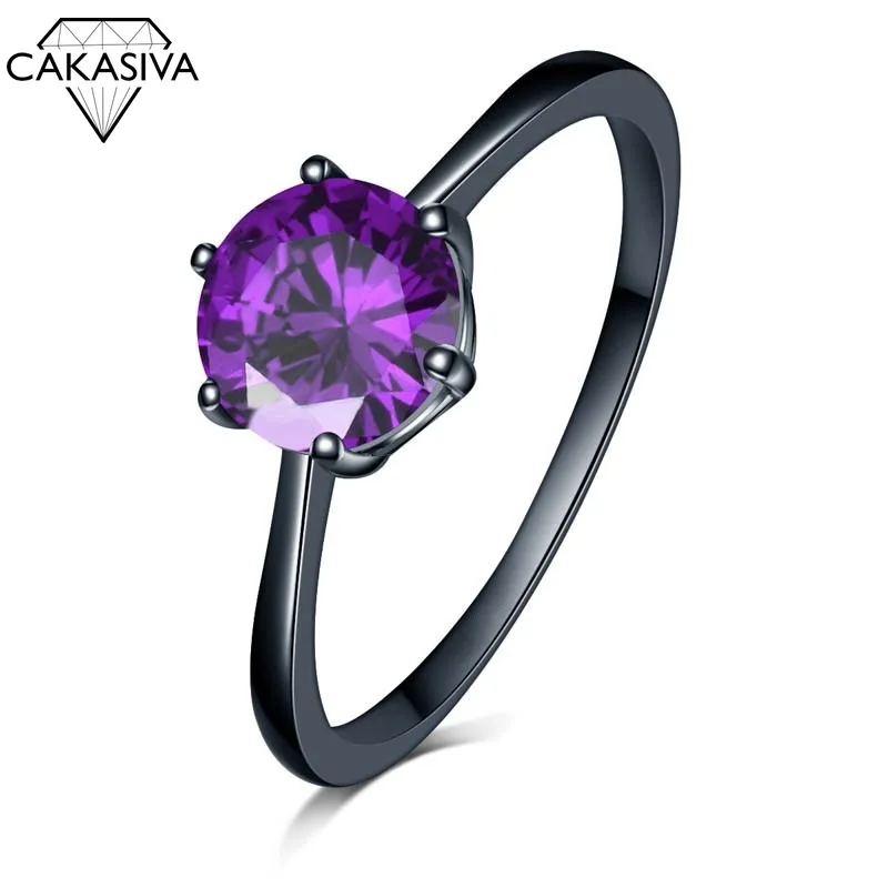 

Set seven color green purple red stone ring plated black gold ring ring