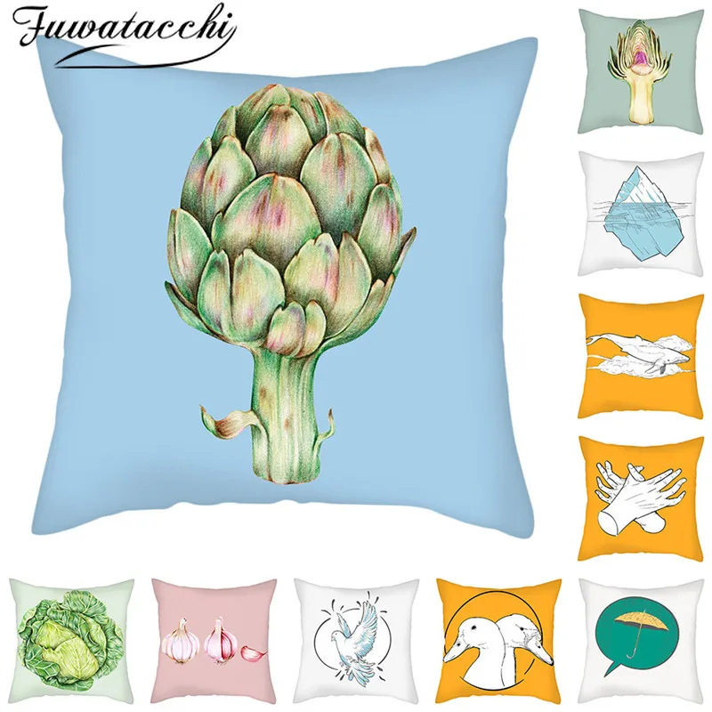 

Fuwatacchi Abstract Style Cushion Cover Coloful Pattern Pillow Case Home Decorative White Pillow Cover for Sofa Car Seat 45x45cm