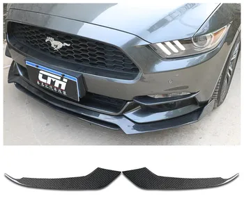 

2Pcs/Set High quality Carbon Fiber Bumper Front Lip wind knife Protector Fits For Ford Mustang 2015 2016 2017