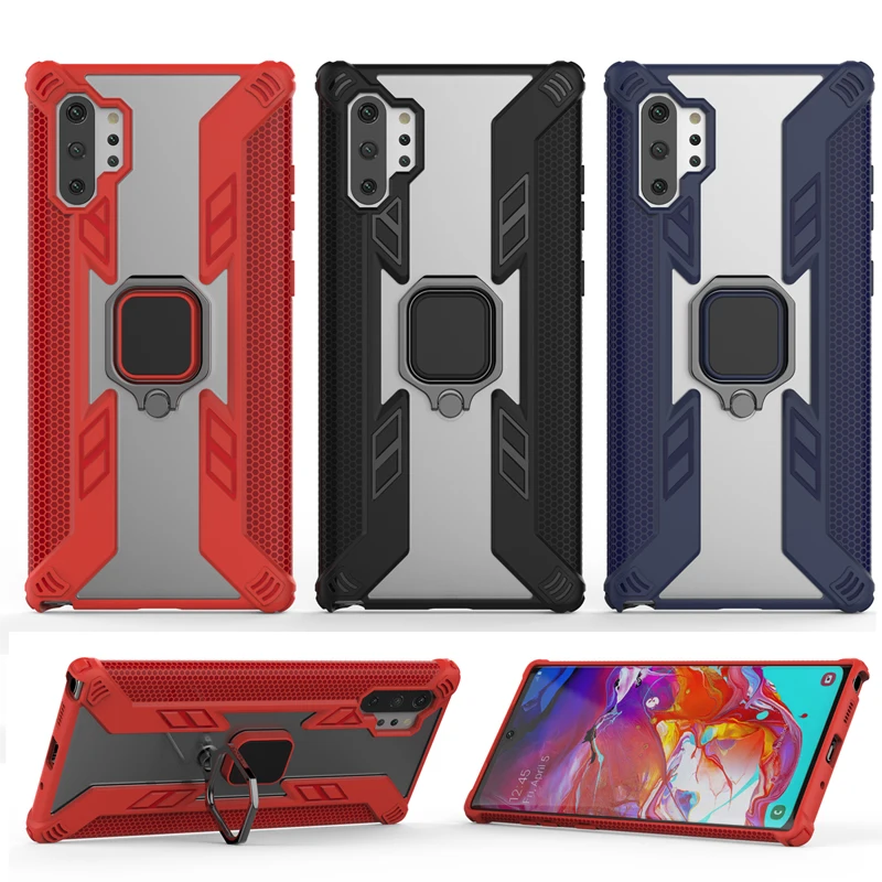 

N975F Hybrid Rings Armor Case For Samsung Galaxy Note 10 Cases Shockproof Kickstand Phone Cover For Samsung Note10 Plus Note10+