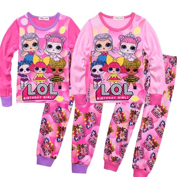 

2020New Cartoon Doll Children's LOl Home Service Two-piece Baby Girl Pajamas Set Girls Christmas Outfit Toddler Girl Clothes