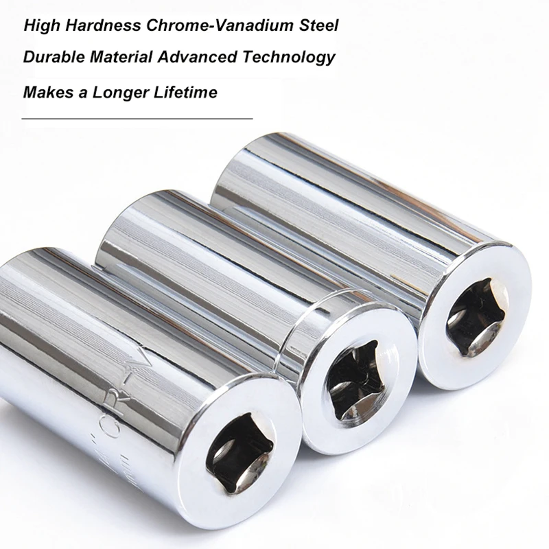 7-19mm Head Set Socket Sleeve Square Head Ratchet Wrench Ratchet Spanner Head Key Sleeve Socket Hand Tools Power Drill Kits (1)