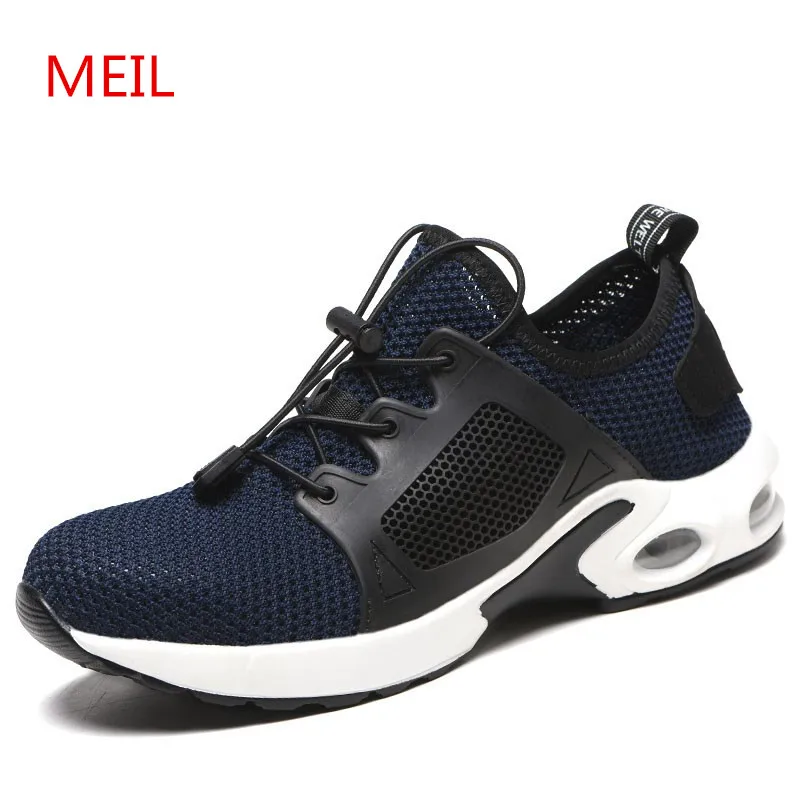 

Unisex Lightweight Steel Toe Safety Shoes Mens Mesh Breathable Summer Work Shoes Anti-smashing Stab-resistant Work Safety Boots