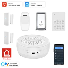 

DPK5 Wireless Home Security Tuya WIFI RF Siren Alarm System Alexa Google Voice Command Tuya Smart Life APP Remote Control