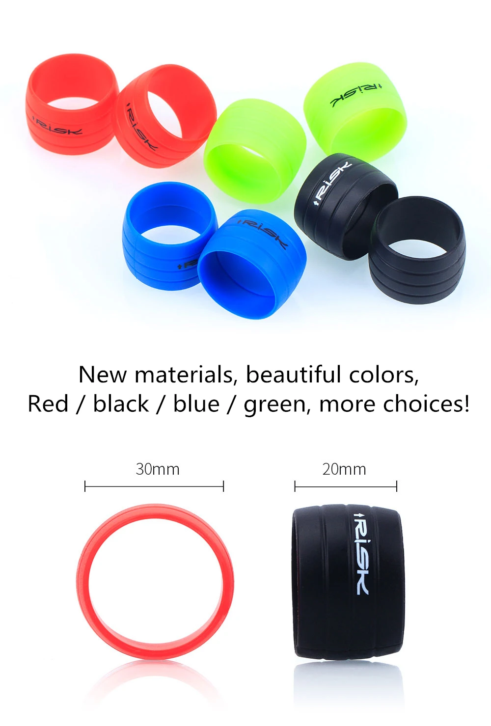 Description Picture 4 of item2pcs RISK Bicycle Bike Handlebar Strap Tape Fixing Silicone Ring Anti-Skip Rubber Sleeve Loops Collar