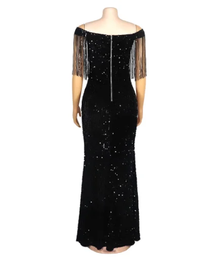 African Dress African Dresses Women Autumn African Women Sleeveless Black Sequined Long Dress Maxi Dress Clothes Boubou