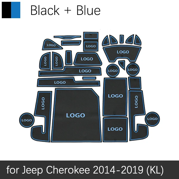Противоскользящие резиновые чашки подушки двери паз коврик для Jeep Cherokee KL~ 28 шт. аксессуары коврик для телефона - Название цвета: Синий