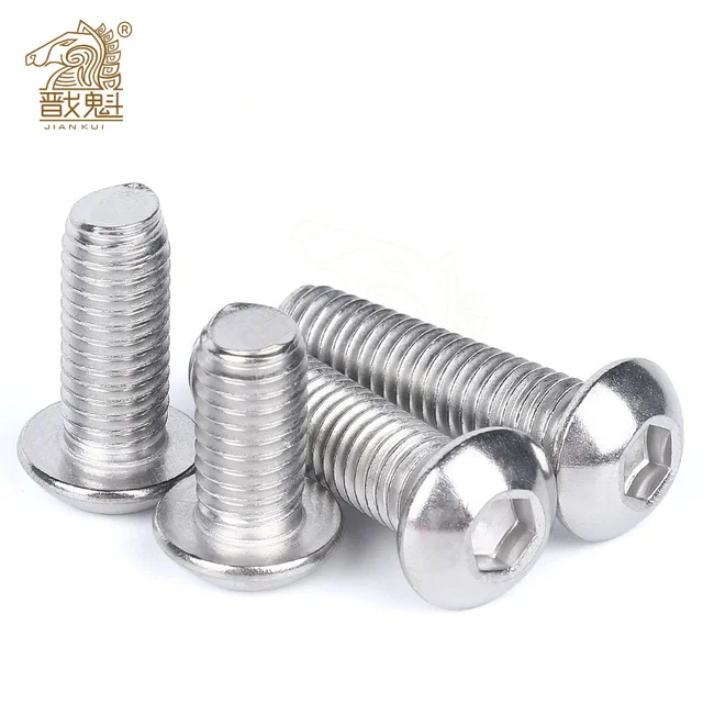 10/50pcs M2 M2.5 M3 M4 M5 M6 304 A2-70 Stainless Steel Black grade 10.9 ISO7380 Hexagon Hex Socket Head Button Allen Bolt Screw 304 stainless steel