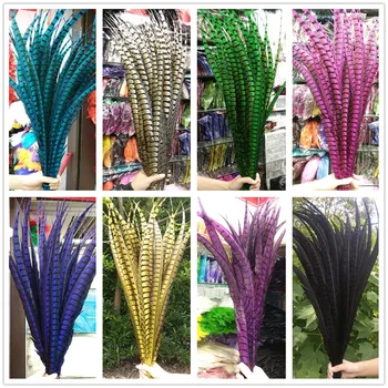 

Wholesale 10/50/100pcs Beautiful Natural Copper Tail Chicken Feathers 90-100cm/36-40inches Stage Performances Decoration