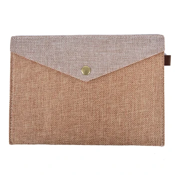 

1PC Simple Elegant Big Capacity Document Bag Imitation Linen Canvas Felt File Bag Briefcase File Folders Office Supply