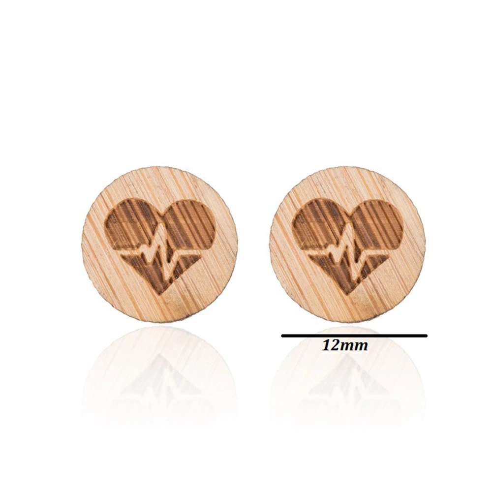 Boucles d'oreilles rondes en bois brun pour femmes, 1 paire, clous en acier inoxydable, pointe de flèche en forme d'animal, bijoux cadeaux