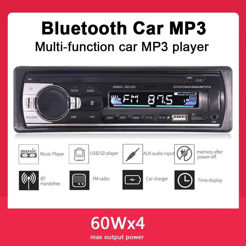 Автомагнитола 1 Din Bluetooth стерео ISO аудио SD mp3 плеер музыка для автомобиля AUX FM
