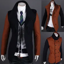 ; сезон весна-осень; стиль Лидер продаж Для мужчин костюмы зауженного кроя из Контрастность цветное соединение-Стиль двубортный эксклюзивный Тренч 7549