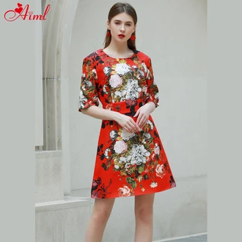 

Designer 2020 Summer Female floral Print Short sleeve Button Diamond Mini Dress Belt Party Dresses Robe Feminine Dresses New