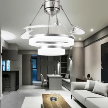 Современный потолочный вентилятор лампы вентиляторы с лампами кольца лампы невидимые листья 48 дюймов 48 Вт креативная простая гостиная столовая